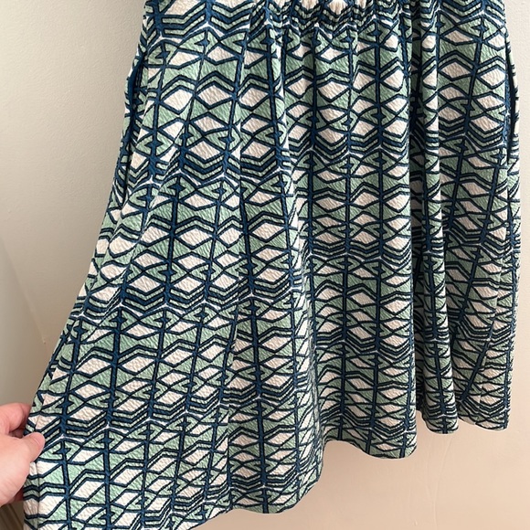 Maeve Green Blue Geometric V-neck Dress - Picture 6 of 11